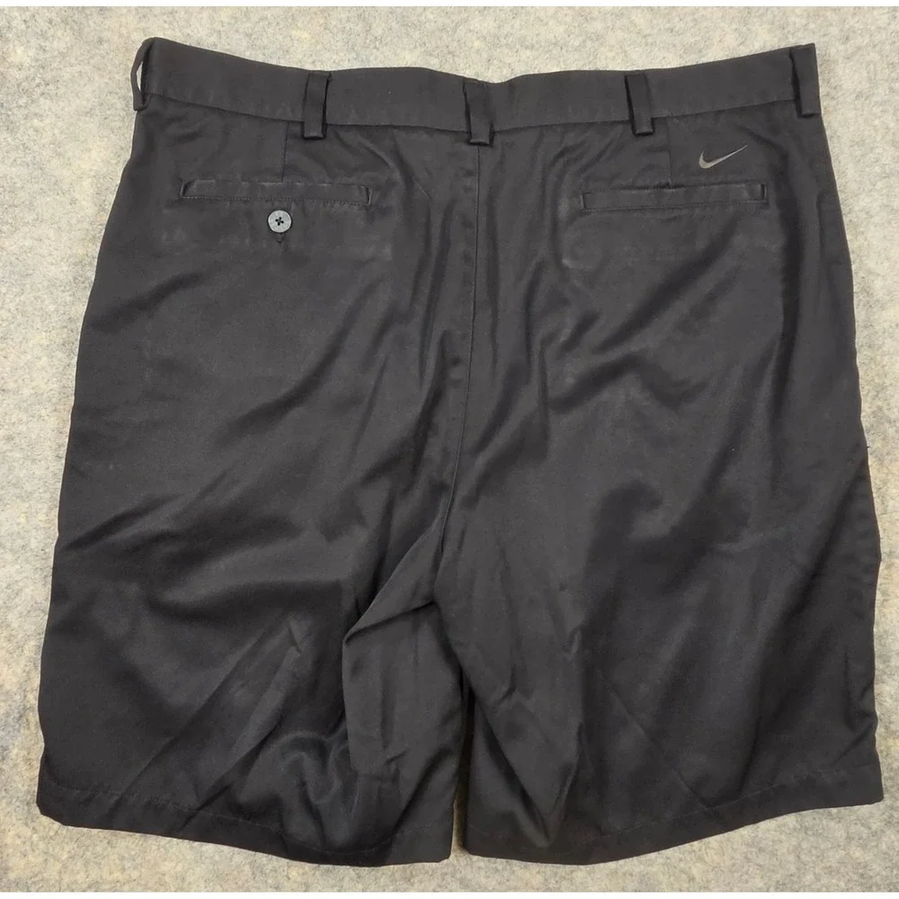 Nike Golf Fit Dry Pleated Shorts Mens 38 Black Performance Swoosh Logo RN56323